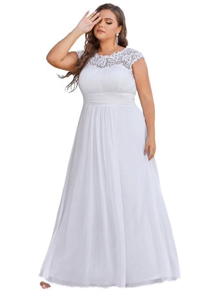 

ever-pretty plus guipure lace yoke cut out back prom dress v9hu#, Black