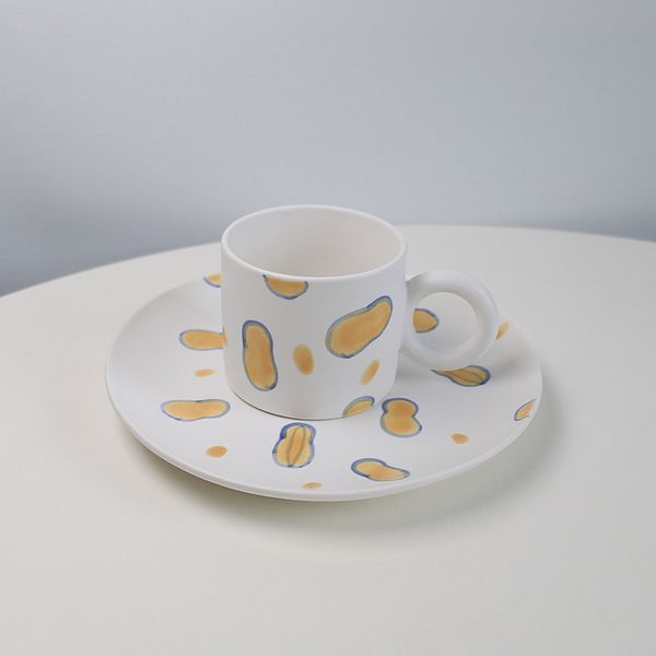 Tazze di piattini creativi in stile dipinto a mano Fun a mano Ceramica in ceramica tazza per la colazione tazza di tè pomeridiano tazza di caffè