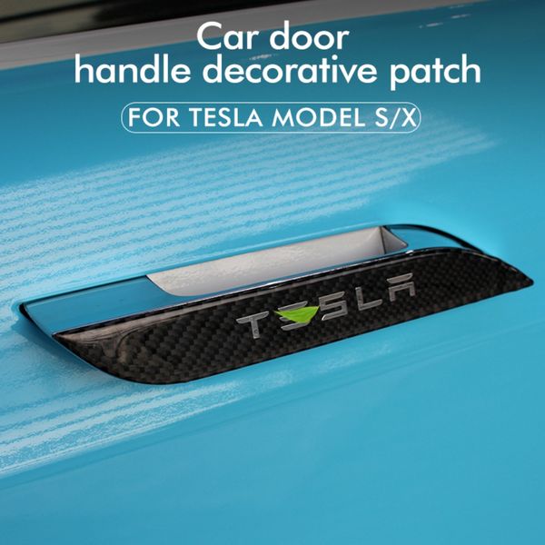 

tey glue carbon fiber car door handel for tesla model s protector sticker decal wrap for tesla model x handle cover guard