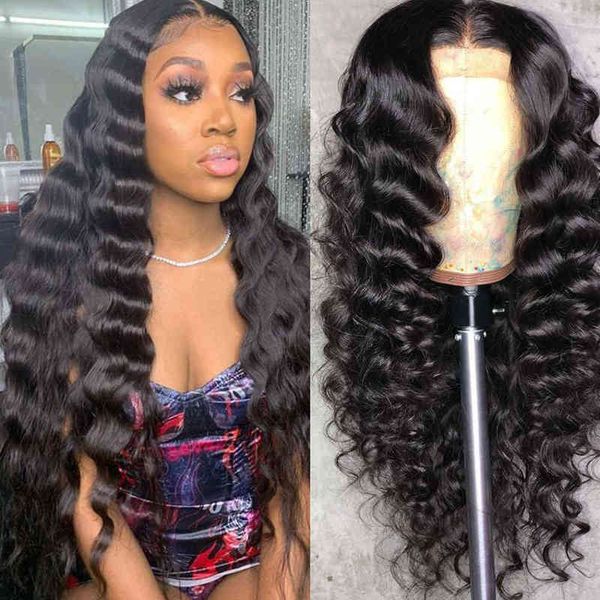 

frontal wig human hair transparent lace s brazilian s loose deep wave 4x4 5x5 13x4 13x6 30 inch front 220608, Black