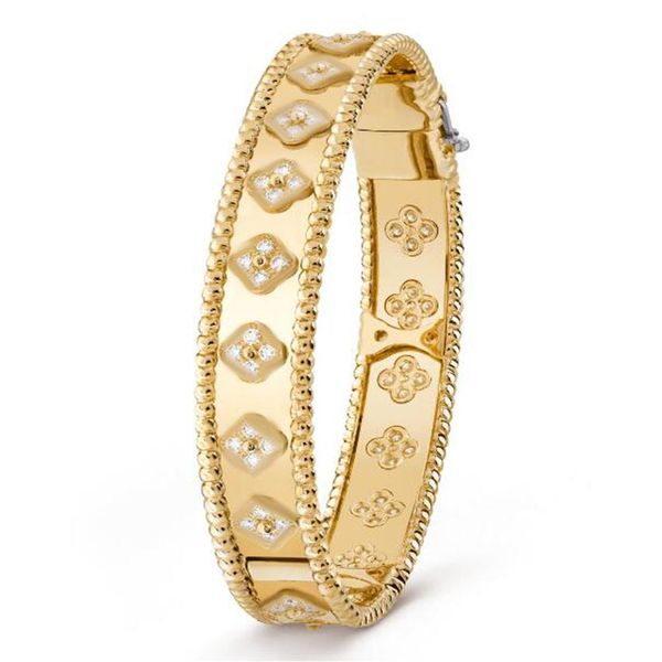 

tennis fashion bangle four leaf clover kaleidoscope bracelet gold for women girls valentine's jewelry men designer official w262y, Golden;silver