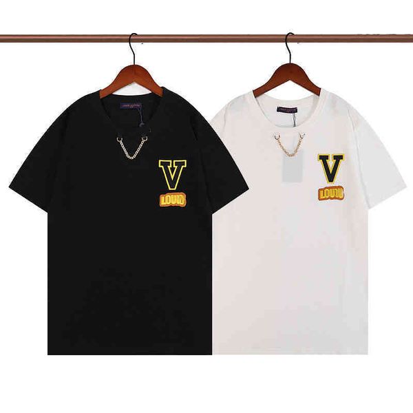 

designer lvs fashion brands t shirt high street hip hop europe and america spring summer embroidery mens and womens lovers cotton large loos, White;black