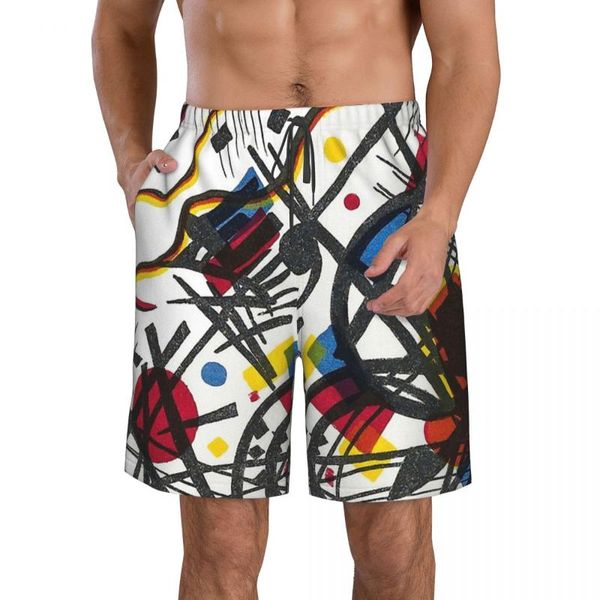 Herren-Shorts, Wassily Kandinsky, abstrakte Herren-Strand-Impressionismus-Kunst mit Netzfutter, männliche Strandbekleidung, Surf-Boardshorts, Herren