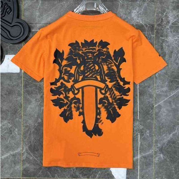 

loose men's summer ch classic designer t shirts short sleeves letter horseshoe sanskrit cross print sweatshirts t-shirts woman tees k4i, White;black