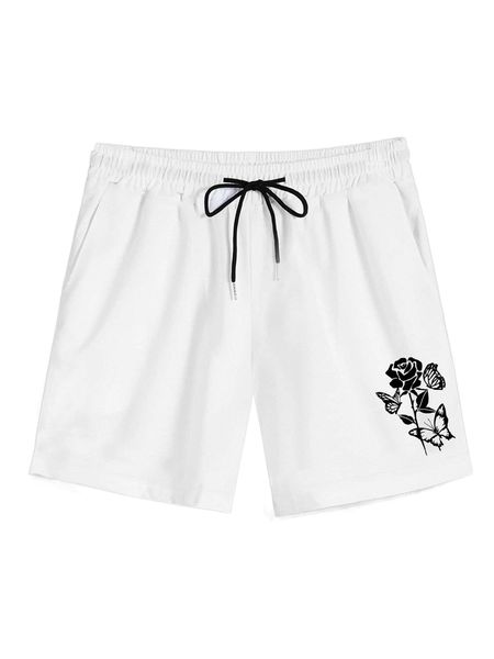 

romwe guys rose graphic shorts e3sp#, White;black