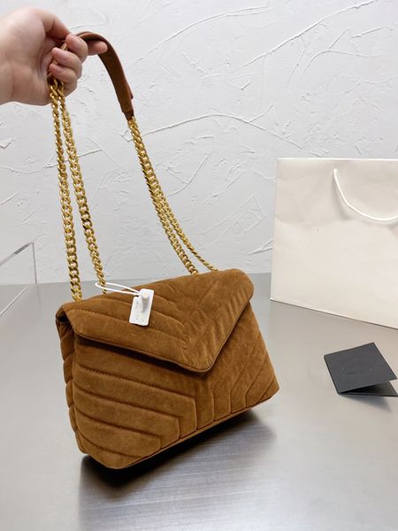 Bolsa de ombro de veludo de pele de veado de qualidade superior bolsa de corrente feminina tamanho 20cm23cm31cm