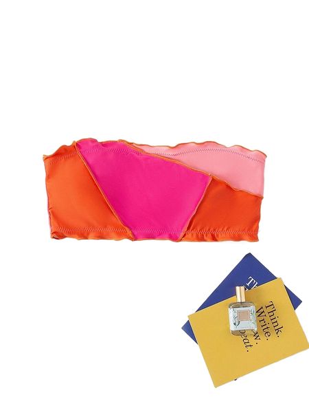 

plus colorblock lettuce trim tube bikini j8cl#, Black