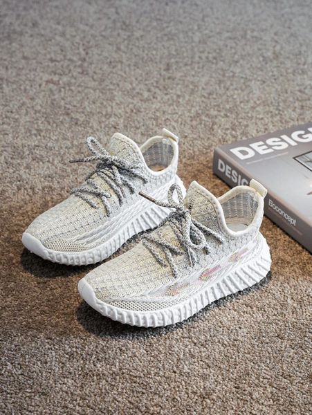 

boys graphic knit lace-up running shoes she, Black