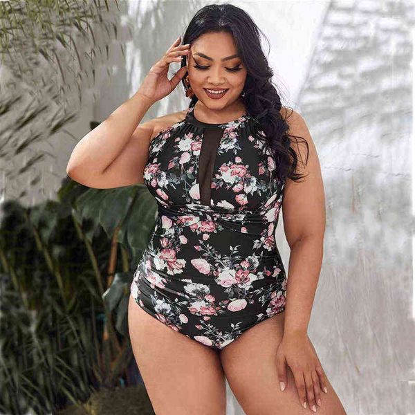 

one-piece large 2022 bikini printed mesh stitched tights for women, White;black