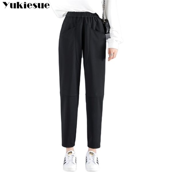 

streetwear winter women s cargo pants female high waist elastic harem pants capris for women trousers woman plus size 5xl 6xl 210412, Black;white