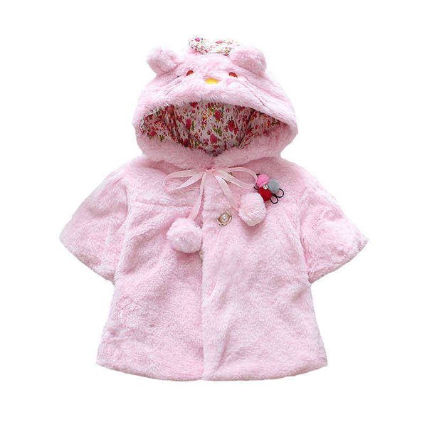 

2021 new baby girls winter warm scarf coat jacket cute thick keep warm plus velvet hooded outerwear toddler kids coat j220718, Blue;gray