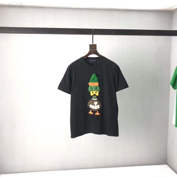 

2023ss spring and summer new high grade cotton printing short sleeve round neck panel t-shirt color black white size l/xl/2xl, Black;brown