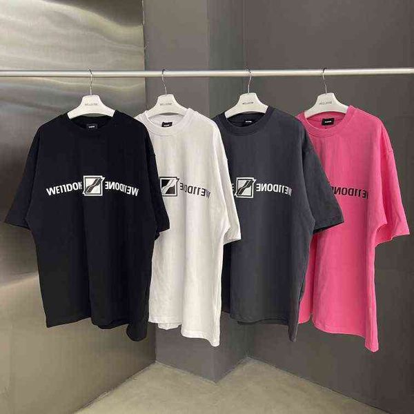 

brand designer men's women's t-shirt we11done short sleeve square loose simple new summer welldone printed, White