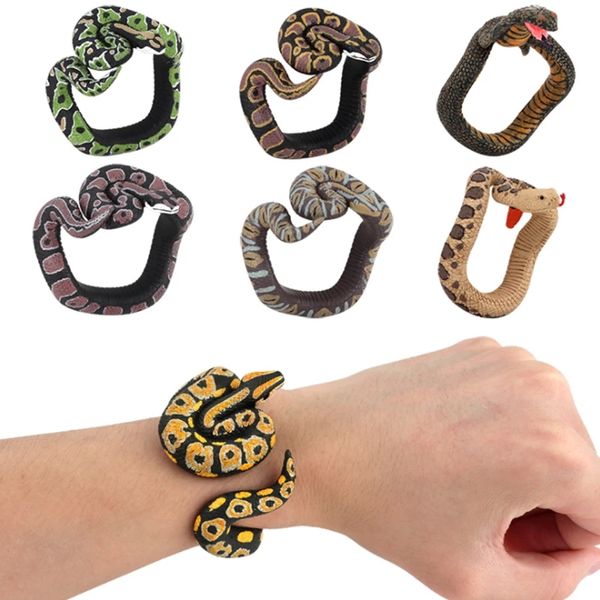 Python Bracelet Simulation Snake Animal Model Figura Plastic Fun Prank Gift for Kids Educational Childrens Halloween Toys