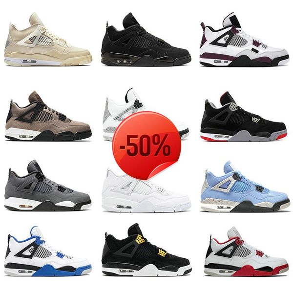 

2021 jumpman 4 basketball shoes 4s cream color cactus jack men womens neon court purple bred mens trainers sports sneaker eur 36 -270e, Black