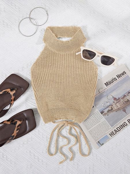

lace up ribbed knit x8tq#, White;black