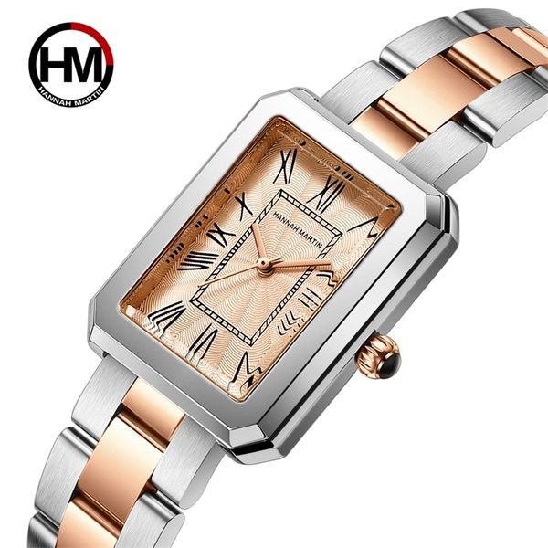 

arrival japan 2035 quartz mov't simple square dial classic women watches elegent stainless steel rose gold wrist watch 220421, Slivery;golden