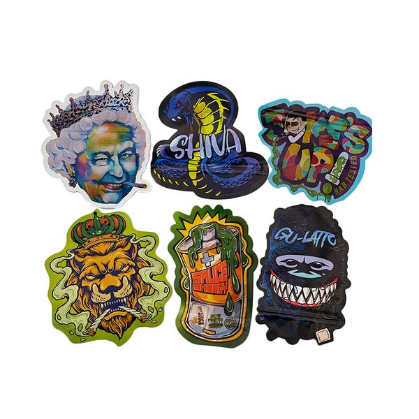 

3.5 g die cut matte mylar bags edible plastic packaging bag smell proof ziplock