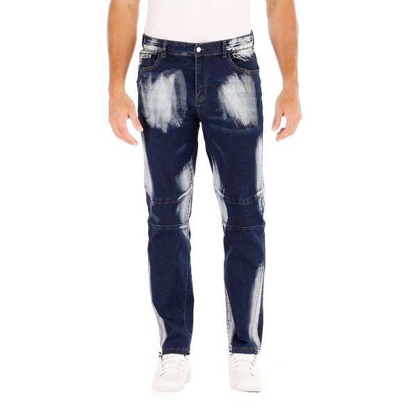 Jeans bianchi lavati elasticizzati blu scuro Pantaloni da motociclista da uomo casual slim Tie Dye Pantaloni in cotone denim Primavera Autunno Vaqueros de hombre