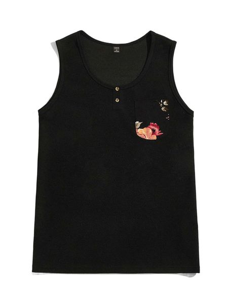 

men floral print pocket patched tank v9io#, White;black
