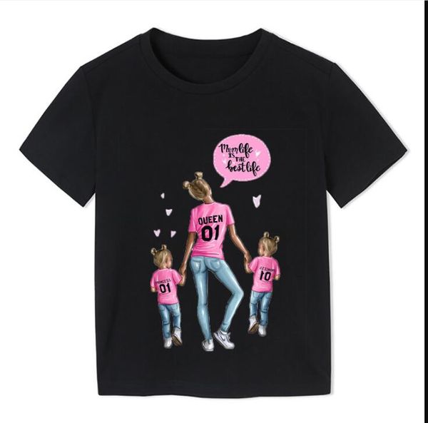 

summer fashion super mom girl tshirt mother and baby life lovely printing kawaii kids t shirt, Blue