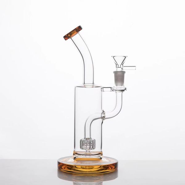 Kül Catcher Hookahs Cam Bong Yüksek Kaliteli Sarı Bongs Lifebuoy Base Siklon Percolator Bong Fristated Disk Yağ Teçhizat Balka Su Borusu Tam Yükseklik 9.4 inç