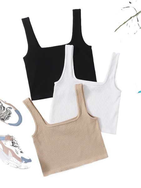 

3 pack solid sports tank 34e9#, Gray