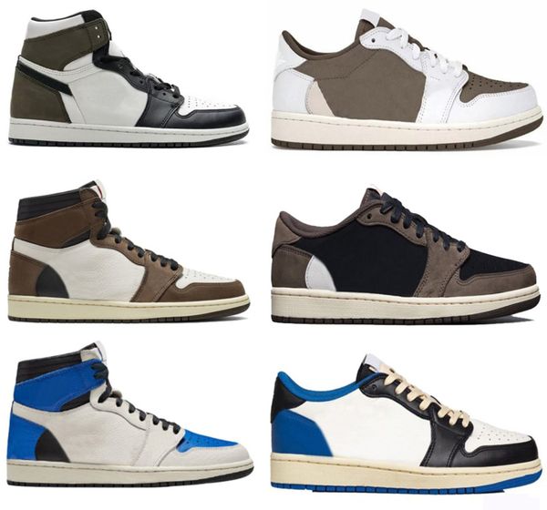 

2022 fragment 1 travis scotts basketball shoes low reverse mocha cactus jack baroque brown saturn gold military blue men women sports shoes