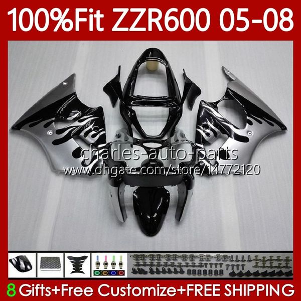 100 % passende Verkleidungen für KAWASAKI NINJA 600CC ZZR-600 600 CC 2005–2008 Karosserie 134Nr