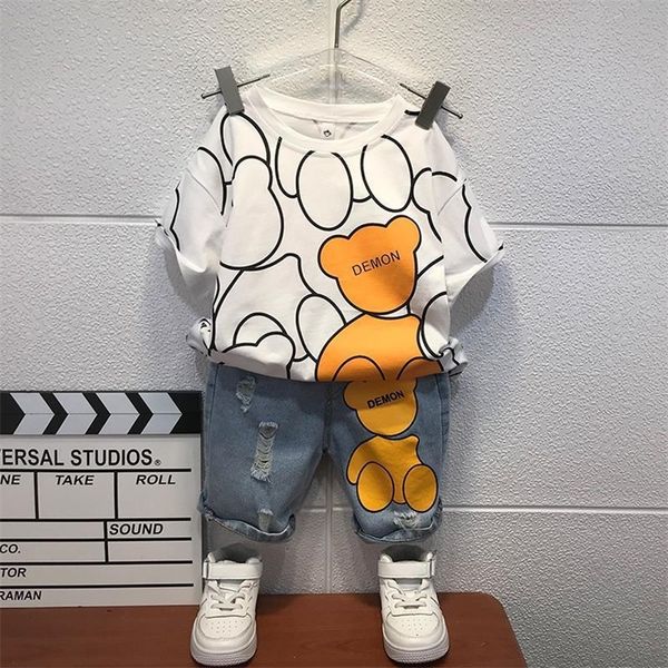 

boys suits korean kids clothes baby clothing sets summer young children short sleeve two piece 220620, White