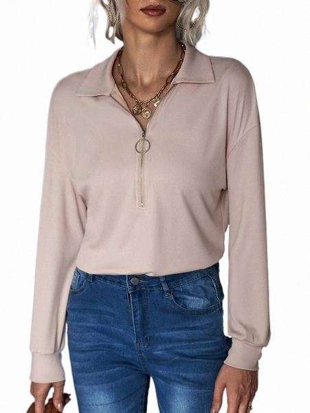 

half zip drop shoulder tee 81cq#, White