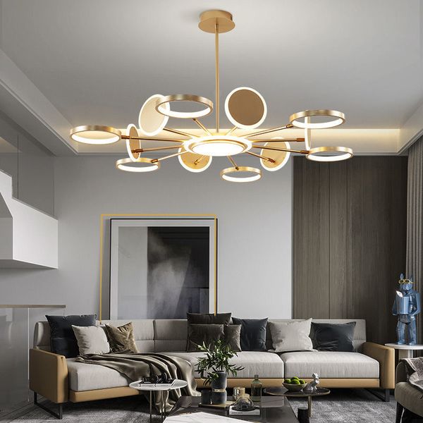 Lâmpada moderna dos candelabros do diodo emissor de luz para a sala de estar Quarto dourado Quadro de alumínio de alumínio Lâmpadas de fixação LED Luzes LED