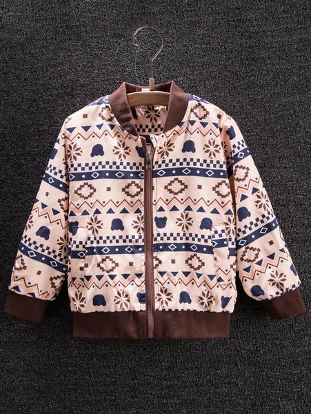 

toddler boys geo print bomber jacket she, Blue;gray