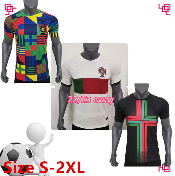 

21 22 23 away portuguesa fsan player soccer jerseys maillot foot joao felix ruben neves bruno fernandes diego j. otavio 2022 portuguese foot, Black;yellow