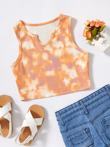 

toddler girls tie dye notched neckline tank she, Blue