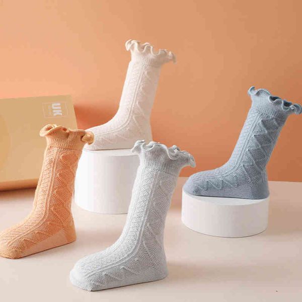 

toddler baby girls boys stockings knee high spring children floor socks solid soft cotton for infant kids of 0-4 years l220716, Pink;yellow