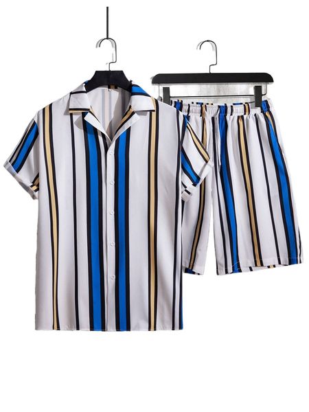 

men striped shirt & shorts y1ec#, Gray