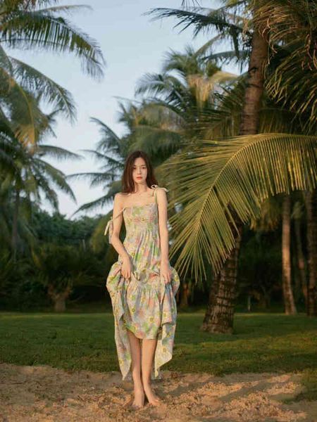 

casual dresses tb spring and summer star same holiday style suspender printed waist length dress, Black;gray