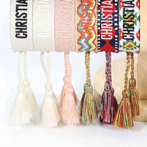 

fashion classic brand bangles jewelry men women handmade cotton signture embroidery luxury bracelets designer woven bangle fabrics bracelet, Black