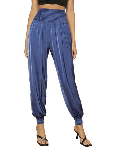 

solid shirred carrot pants g3sw#, Black;white