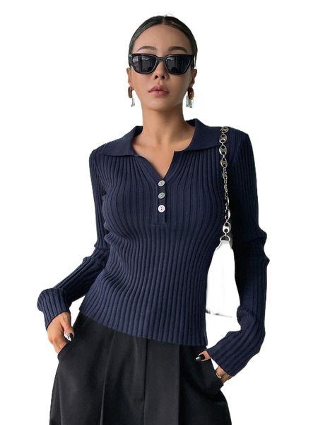 

dazy half button ribbed knit sweater r0lr#, White;black