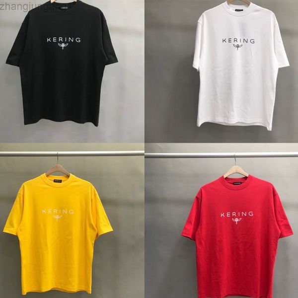 

22ss correct version balenciga balanciagas b-family kering letter short sve t-shirt printed loose casual t shirts for men and women 222ss, White;black