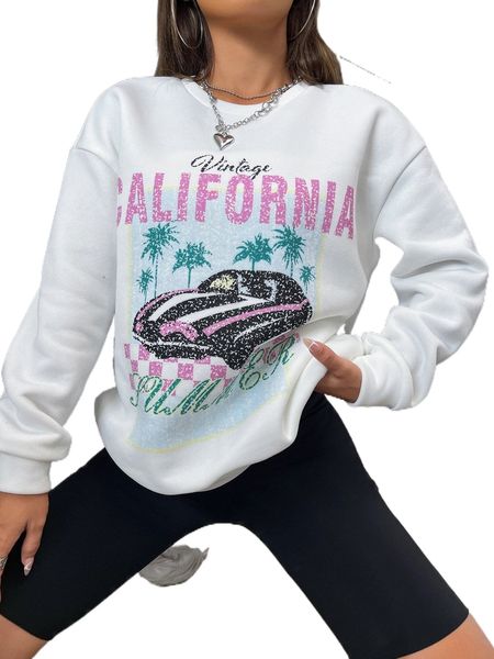 

letter graphic drop shoulder sweatshirt o7v5#, Black