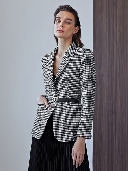 

motf premium viscose single button blazer w672#, White