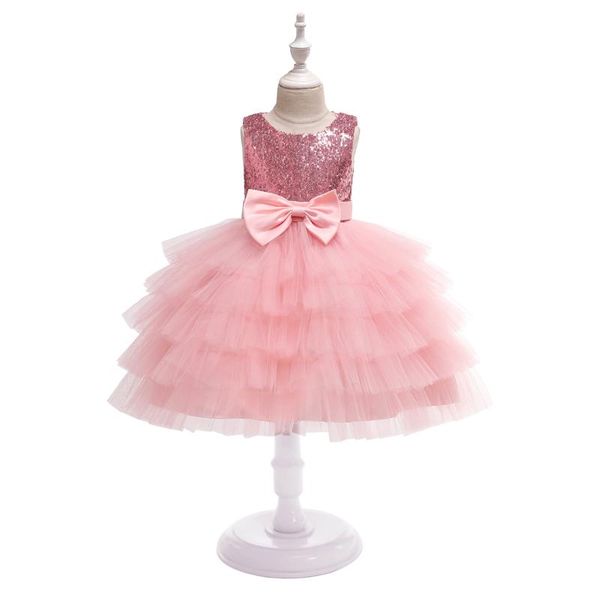 

girl's dresses summer children's skirt lace sequined princess dress girls mesh bow clothes, Red;yellow