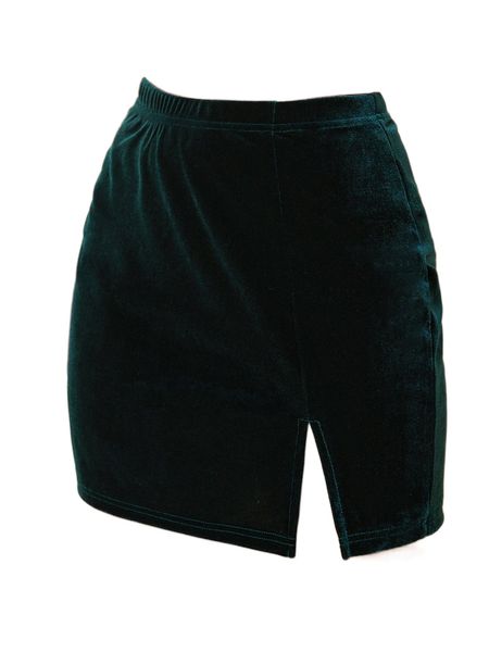 

split hem velvet skirt d7mv#, Black