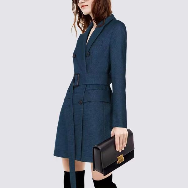 

t 152 women fashion brand windbreaker england middle long trench coat/double breasted for s xxl temperament womens, Tan;black