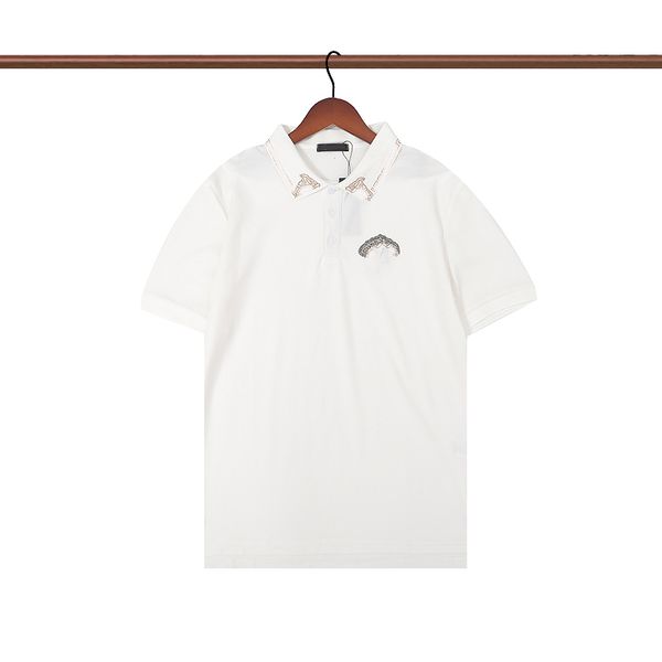 

2022 luxury brand mens designer polo t shirt summer fashion bur logo berry breathable short-sleeved lapel casual letter men's polos#01, White;black