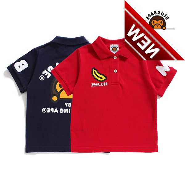 

beii & bap summer new fashion brand children's t-shirt banana embroidered polo shirt short sleeve monkey loose, White;black