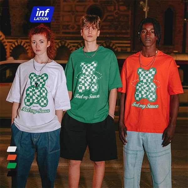 

inflation funny printed t-shirts for men checkered graphic oversized t-shirts couple streetwear hip hop tees with short sleeve 220512, White;black